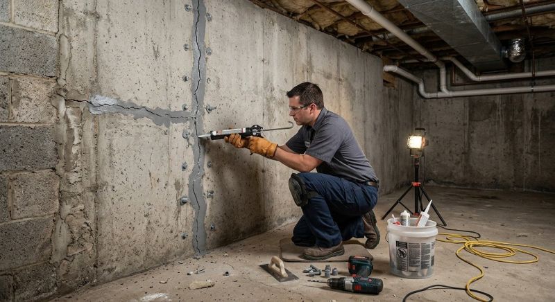 Basement Crack Repair in Natick, MA