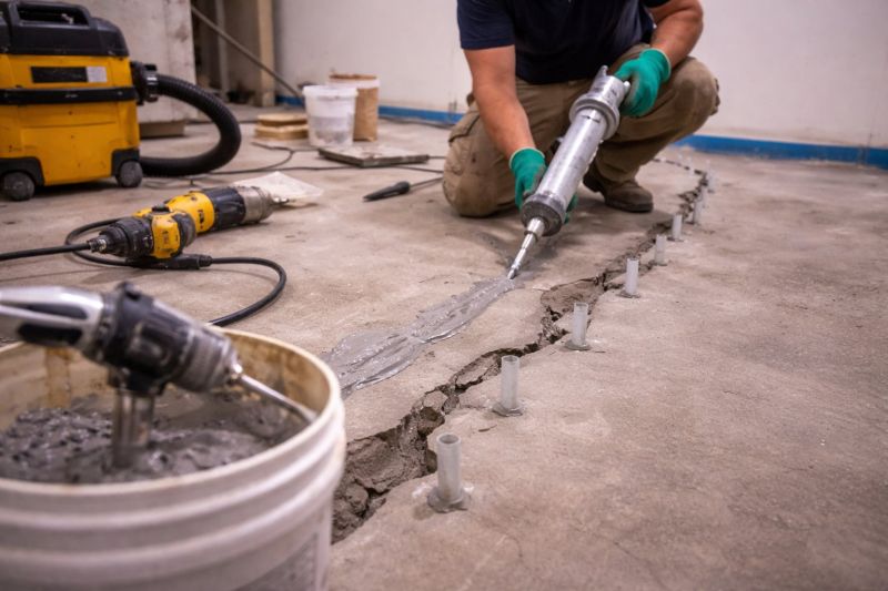 Cracked Basement Floor Repair in Natick, MA