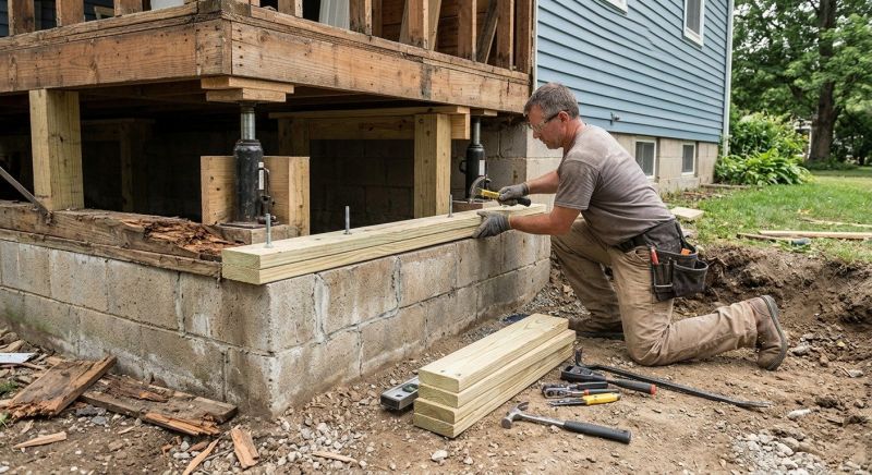 Sinking Foundation Repair in Acton, MA